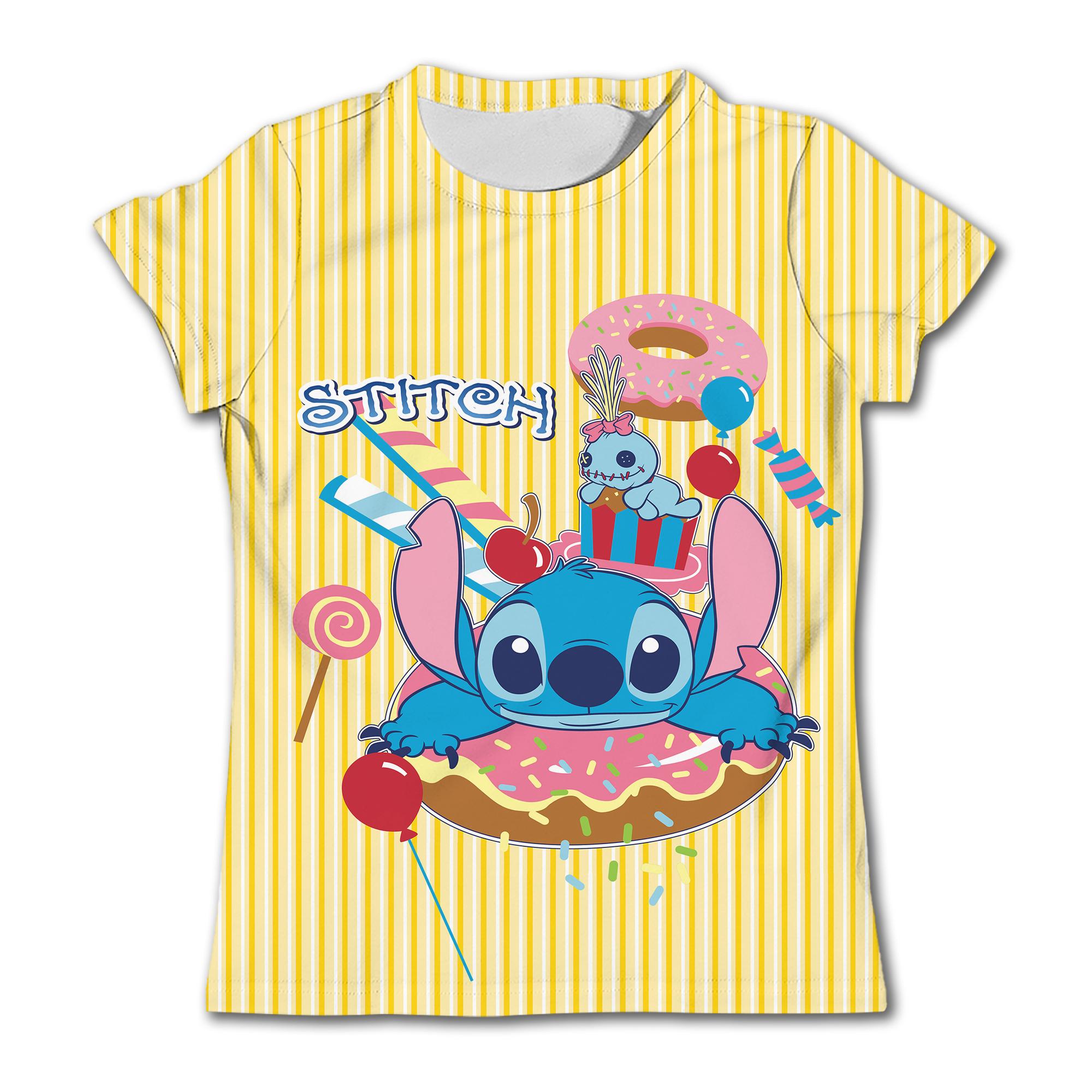 

MINISO Футболка Kawaii Stitch для девочек Детская одежда для девочек Футболки для малышей Детская одежда 2025 Лето Короткий рукав Детская футболка с мультяшным принтом для мальчиков Топы 160