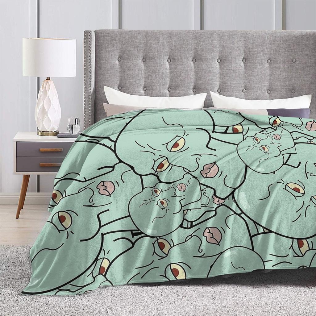 Handsome S-Squidwarded Pattern Blankets Flannel Decoration Multi-function Soft Throw Blankets for Bedding Travel Bedding Throws