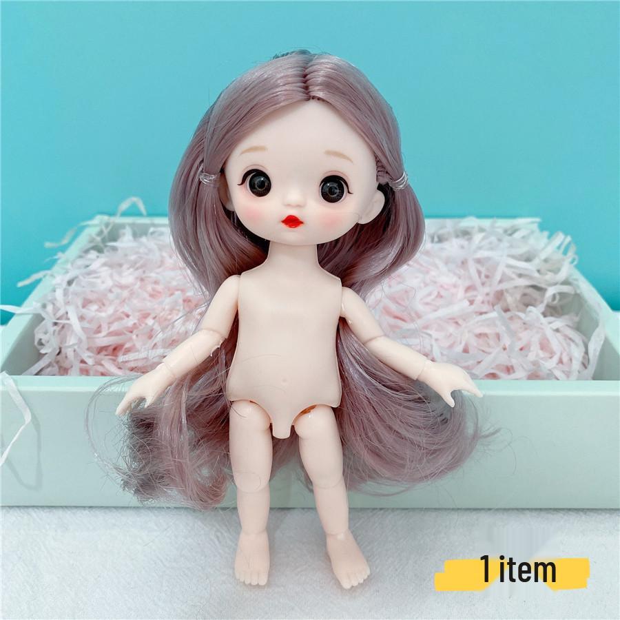 8-Inch 17cm Nude BJD Doll with 3D Real Eyes, 13 Joints, Makeup, Dress-Up Options