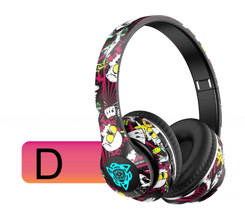 P35 Head-mounted Bluetooth Earphones: Wireless Luminous Graffiti-Style Stereo Sports Headset