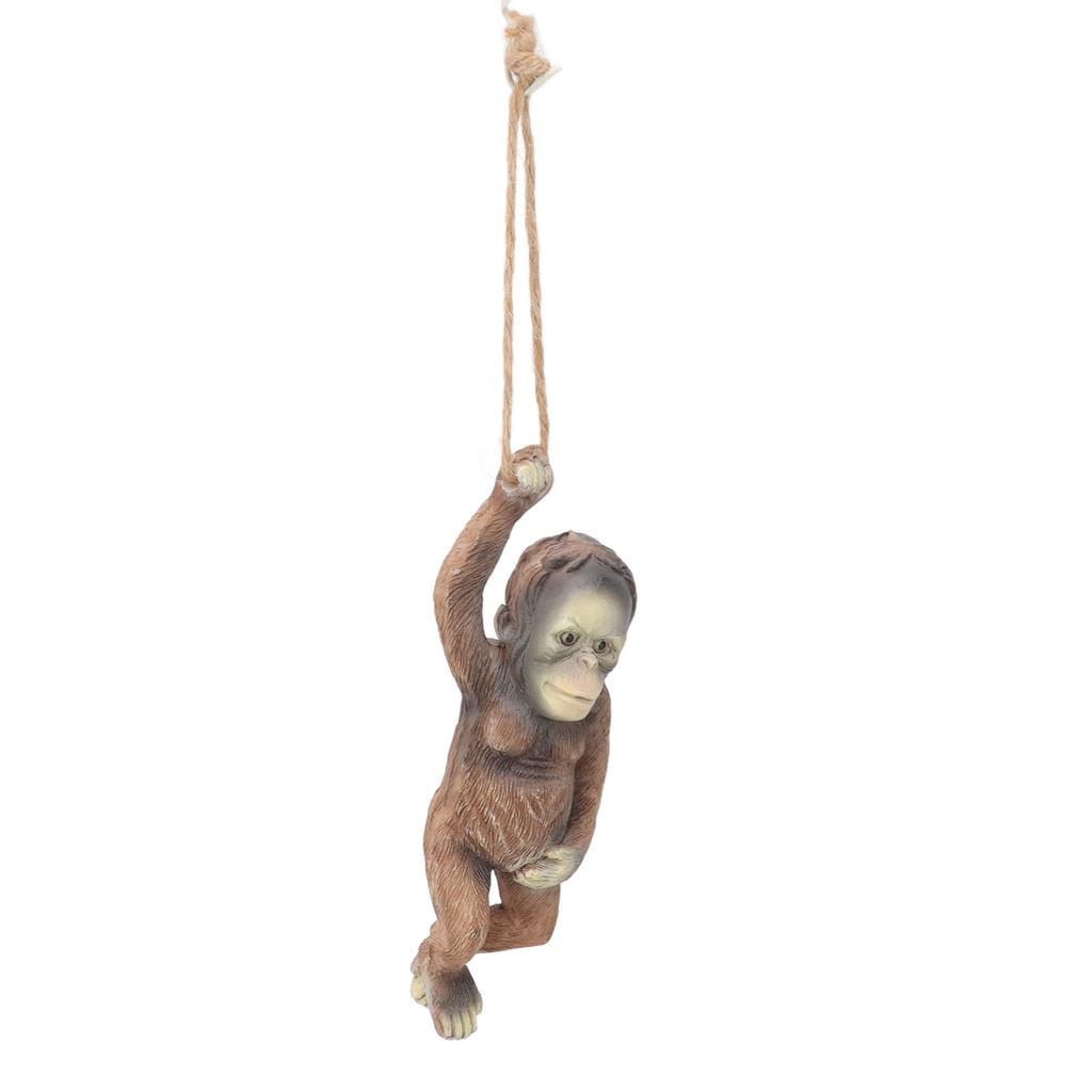 Baby Monkey Hanging Statue Exquisite Carving Resin Brown Monkey Sculptures for Trees Gardens