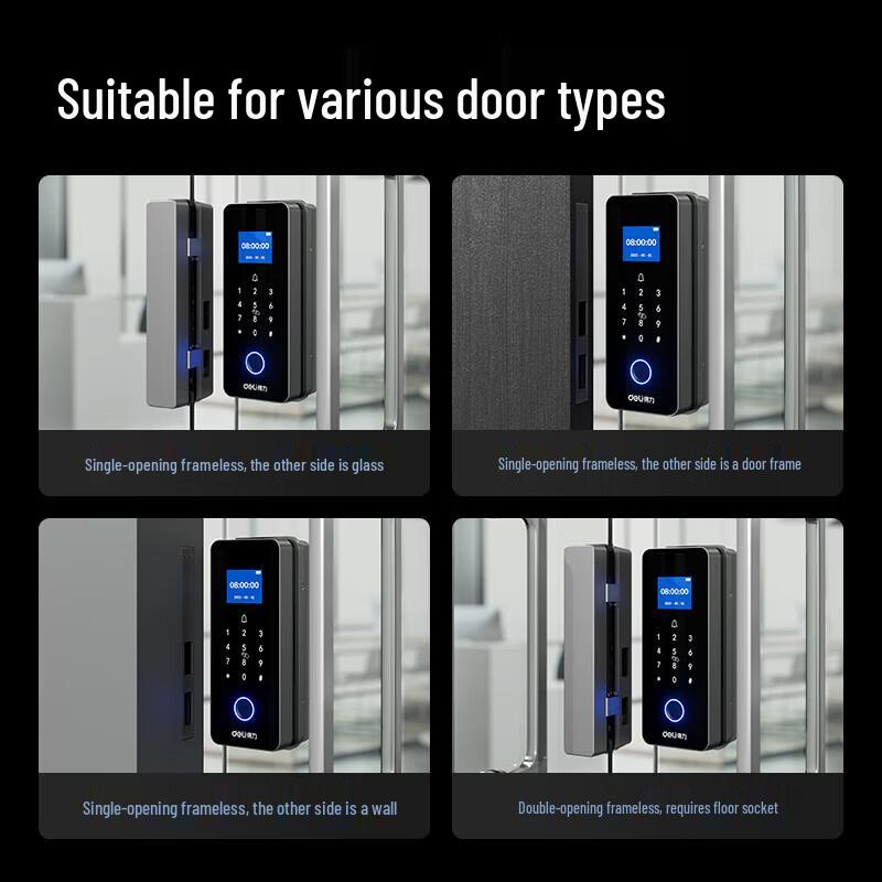 Deli AL126 Smart Fingerprint Glass Door Lock CN plug (adapter included)