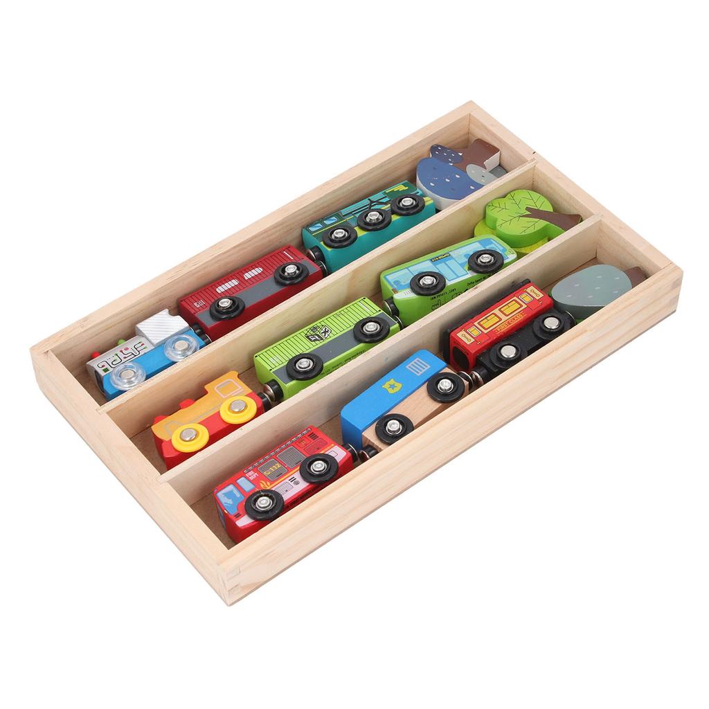 Holzzugset Kinderfreundlich Sicher Bunt Leichtes Holzspielzeug Zugset mit Aufbewahrungsbox für