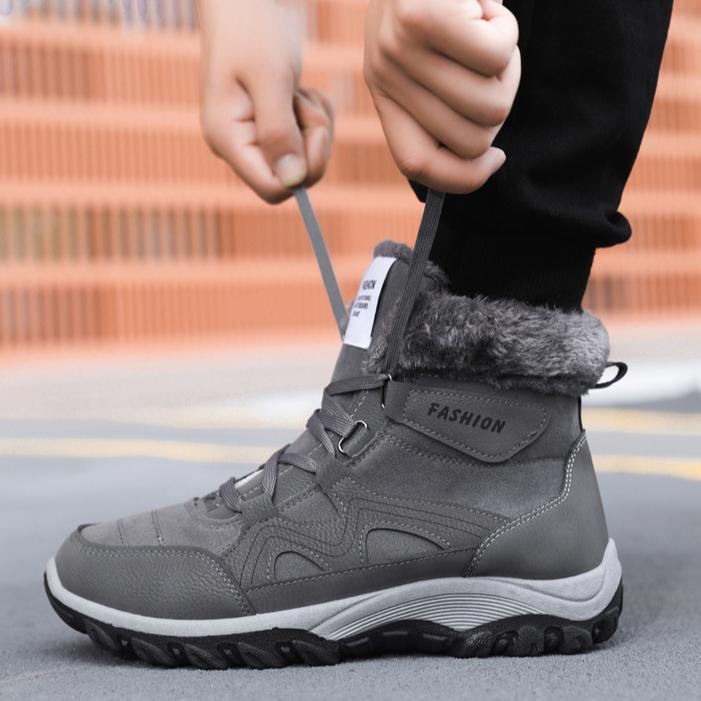 Zimní pánské sněhule Super teplé plyšové outdoorové protiskluzové turistické kotníkové boty Muž Combat Work Bavlněné boty