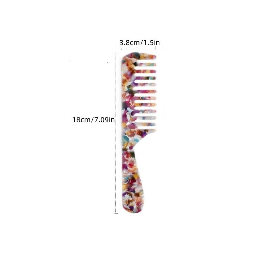 Acetic Acid Wide Teeth Comb Long Handle Women Girls Smooth Hair Comb Portable Traveling Styling Comb Comfortable Holiday Gifts