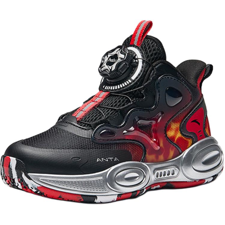 Anta Kids Asymmetrical Synthetic Leather Slip-On Rotating Buckle Non-Slip Wear-Resistant Mid-Top Basketball Shoes Kids Basketball Shoes 312449951-4