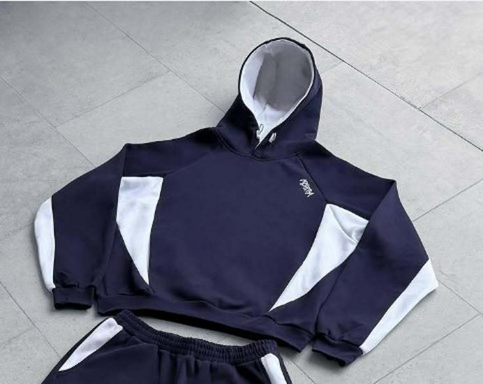 Y2K Color Block Embroidered Hoodie & Casual Sports Pants Set for Women