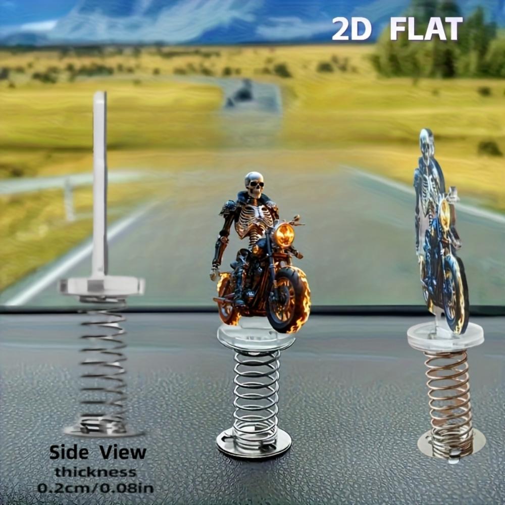 2D Flat Skull Rider Car Dashboard Spring Decoration: 2D Car Car Dashboard Decoration, Desktop Decoration, Halloween Decoration