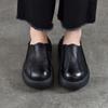Johnature Vintage Genuine Leather Thick Soled Outdoor Slippers Round Toe Women's Slip-on Shoes