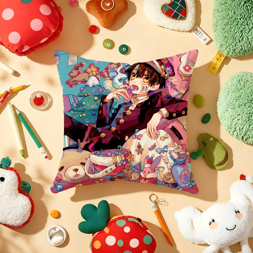 Anime Jibaku Shounen Hanako Kun Cushion Cover Plush Fabric Soft Double-Sided Printed Sofa Warm Winter Home Gift Pillow Cover