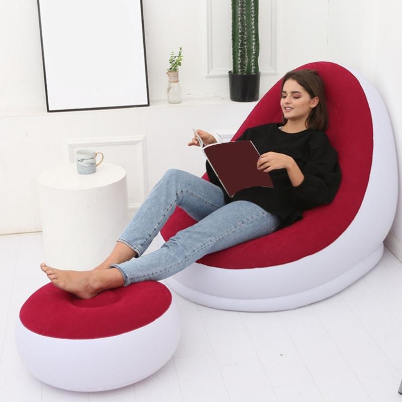 Quiet Flocks Inflatable Stool with Nonslip Bottom Multifunctional Air Cushions Stool for Homes Gym Use