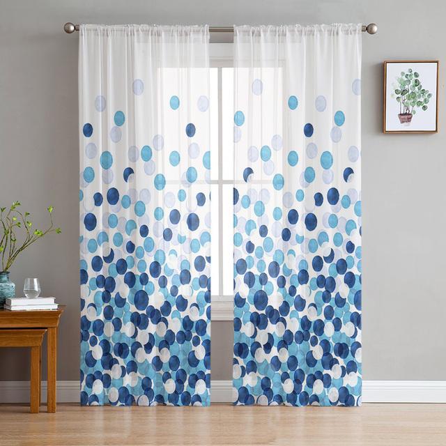 Red And Black Dots White Sheer Window Curtains Bedroom Modern Chiffon Drape Tulle Valances Living Room Kitchen Voile Curtain