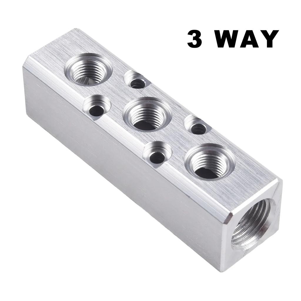 Air Hose Manifold Blocks G1 4 Port Pump Splitter Threaded Fitting High Hardness Inline Smooth Anti Oxidation Convenient Cylinder