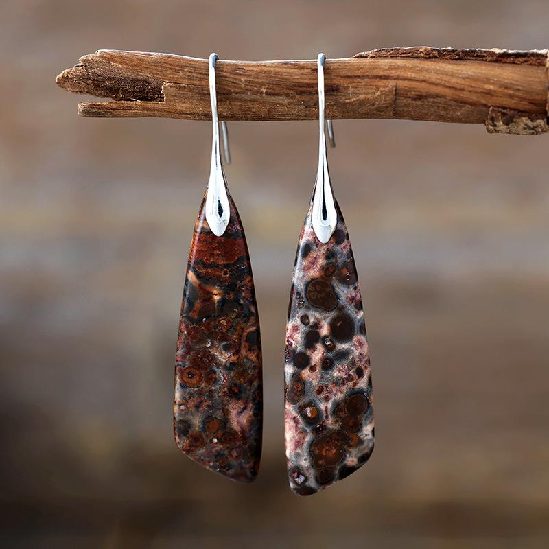 Bohemian Emperor Stone Geometric Pendant Earrings Popular Natural Stone Jewelry