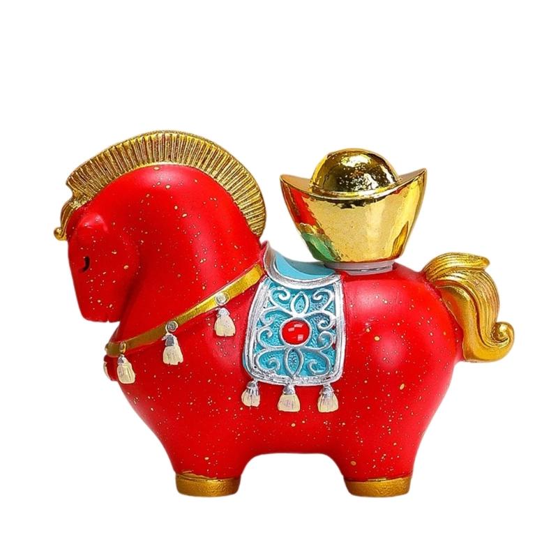Year Of Horse Resins Sculpture New Year Decorative Figurine Symbolizing Fortunes Prosperity For Gifting Or Shelf Table