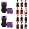 Dětská chlapecká kombinéza Unitard bez rukávů s šortkami Gymnastic Workout Biketard Trikot