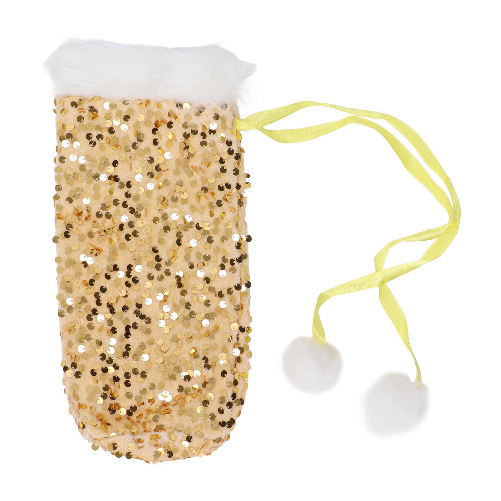 

Christmas Wine Bottle Cover Beautiful Shiny Sequin Cloth Decorative Bottle Sleeve Cover for