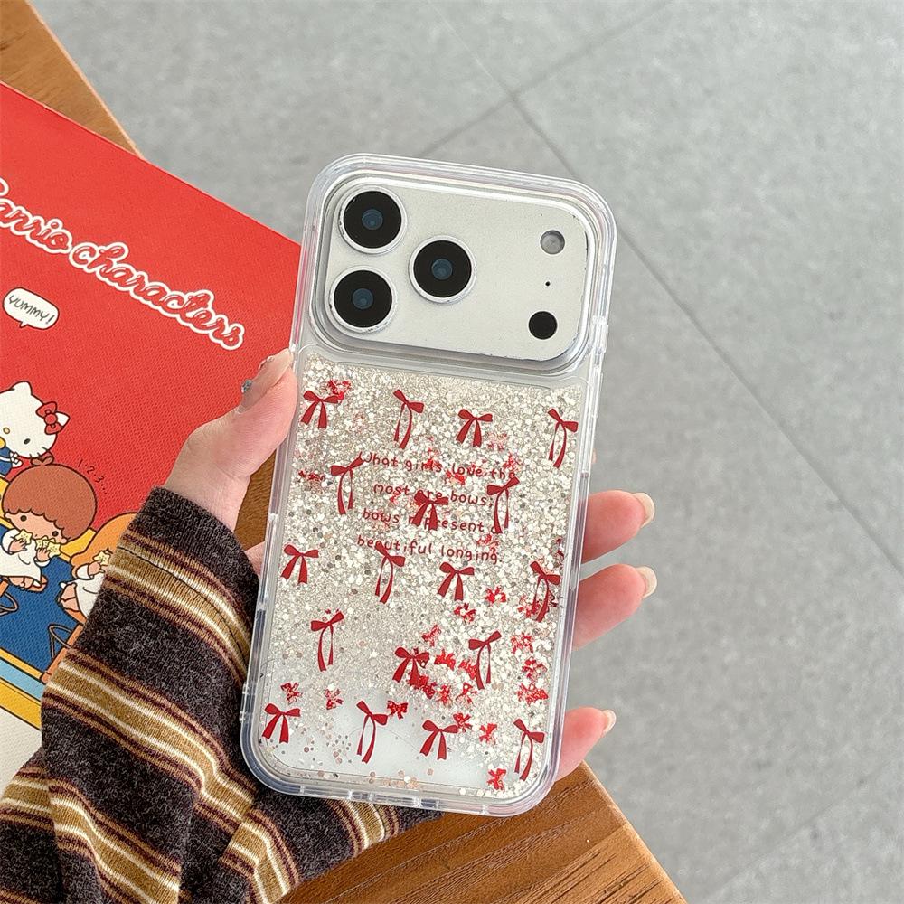 

Flowing Sand English Bow Anti-Drop Case for iPhone 14/13 PRO/MAX iPhone 13 Pro Max