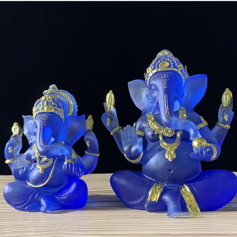 Statua Fatta a Mano in Resina del Signore Ganesha Statuetta Dio Elefante Ganpati per Altare di Casa Decorazione Indù Regalo di Prosperità