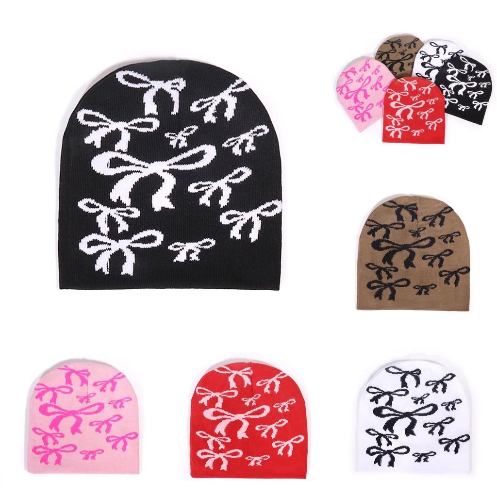 Hat Knitted Fashion With Butterfly Knot Embroidery Design For Outdoor Daily