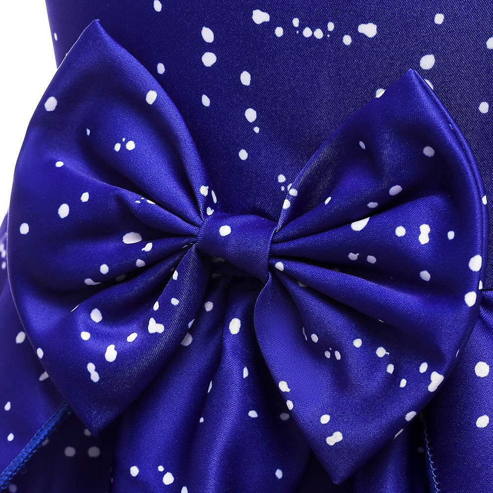 Girls Christmas Princess Dress with Santa Snowflake Print - Holiday Party Dress