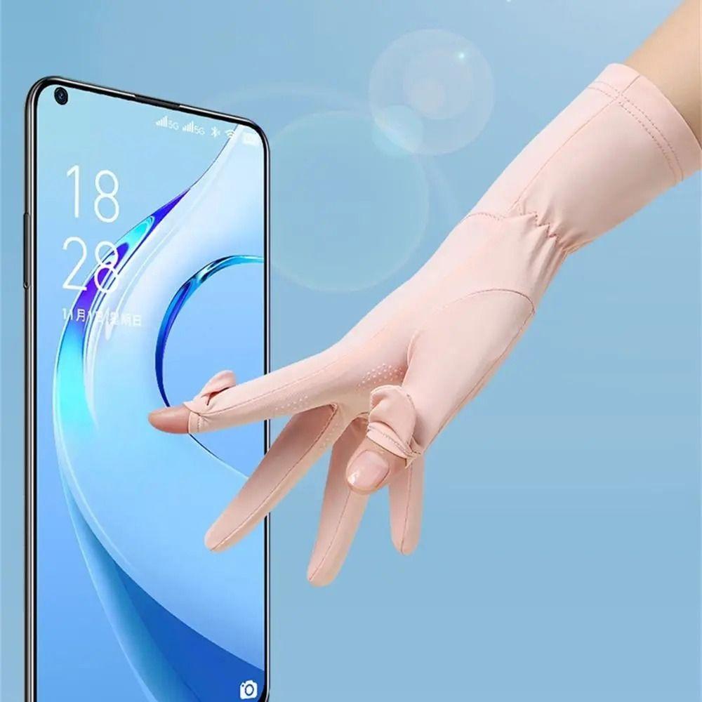 Breathable Sun Protection Riding Gloves Ice Silk Summer Driving Gloves  Ladies