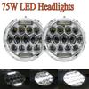 7-Inch 75W LED Motorcycle Headlight for Wrangler - Black & Silver