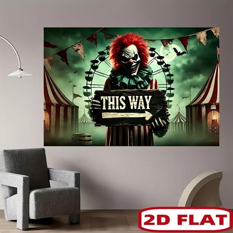 2D Flat Printing Halloween Horror Clown Backdrop for Haunted House Parties