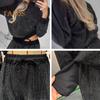 2 Pcs/Set Women Top Pants Suit Sequin Round Neck Long Sleeves with Elastic Cuffs Elastic High Waist Wide Leg Trousers Set Daily Casual Commuting