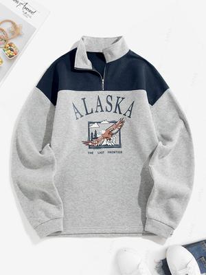 ZAFUL Polar Astarlı ALASKA Grafik Çeyrek Fermuarlı 90'lar Sweatshirt