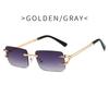 Fashion Rimless Square Double Bridge Sun Glasses Vintage Women Men Sunglasses UV400