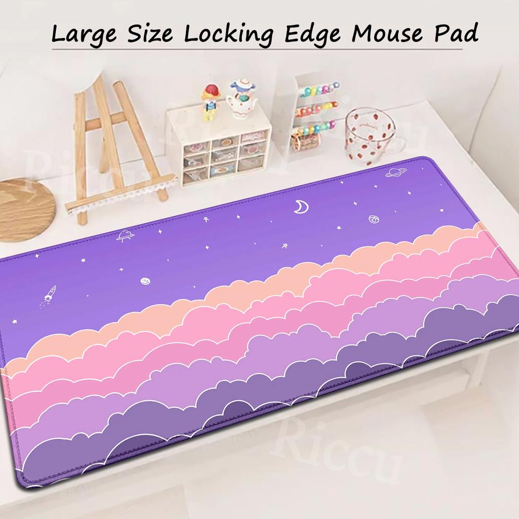 Large Size Pink Mousepad xcm Pastel Clouds Deskmat XXL Kawaii Nonslip Mouse Pad Cute Mice Rugs Extended Gaming Keyboard Mat
