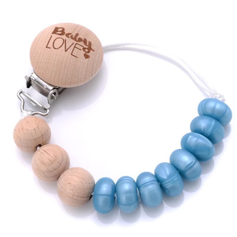Baby Teether Pacifier Chain Silicone Wood Beads Pacifier Clips Infant Nipple Appease Soother Chain Clip Dummy Holder Nipple Clip