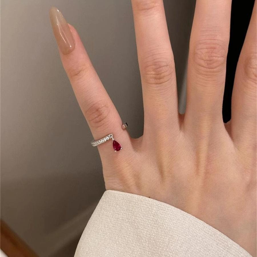 Diamond drop fringed ring female design index finger ring cold feeling open ring