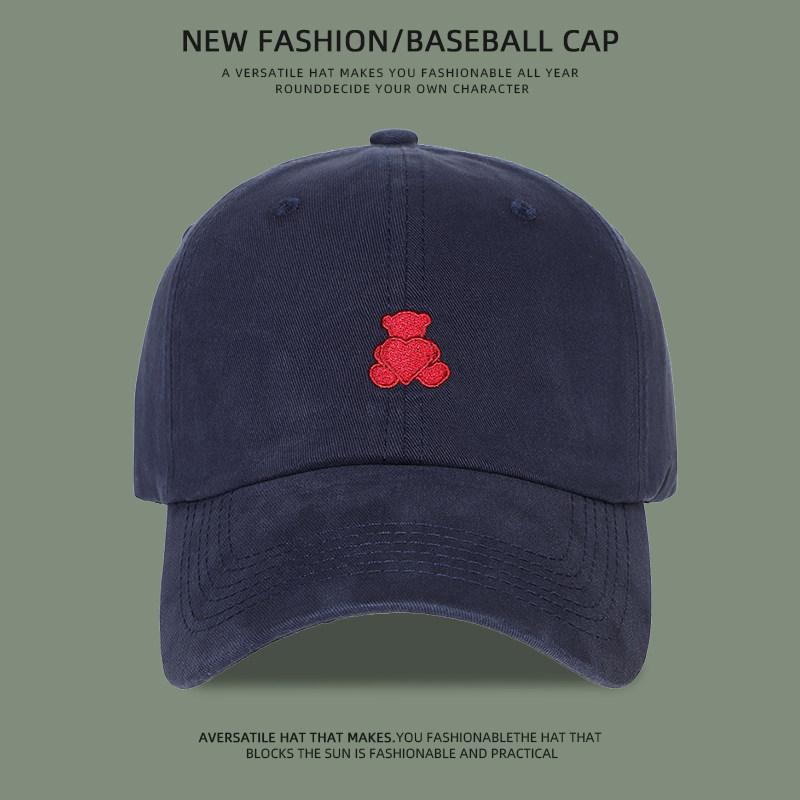 Spring And Autumn Simple Bear Embroidered Baseball Cap Men S And Women S Four Seasons Casual Versatile Cap Couple Hat Sun Hat one size adjustable тёмно-синий