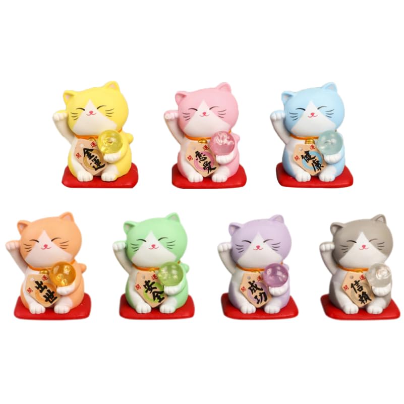 

Holibanna Стильное украшение интерьера «Счастливый кот» для или офиса, 7-предметный орнамент, для автомобиля, дома,