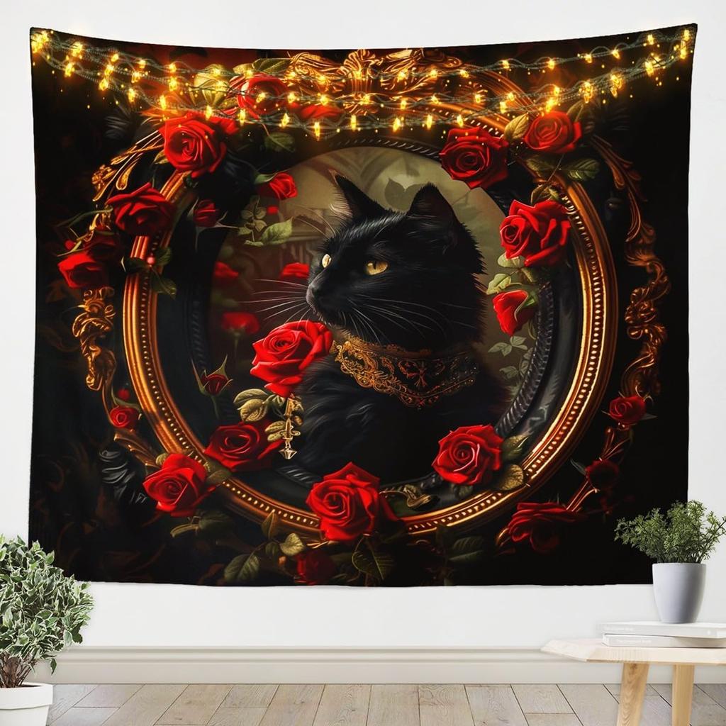 Vintage Japanese Tapestry, Red Sun and Water Reflection Print Wall Hanging with Cherry Blossom for Dorm and Living Room Decor