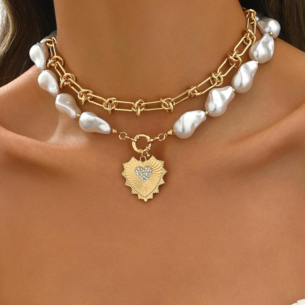 Baroque Pearl Necklace with Irregular Chain for Girls