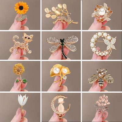 Wave Sunflower Diamond Brooch: Cute, High-End, Versatile Decorative Jewelry Pin