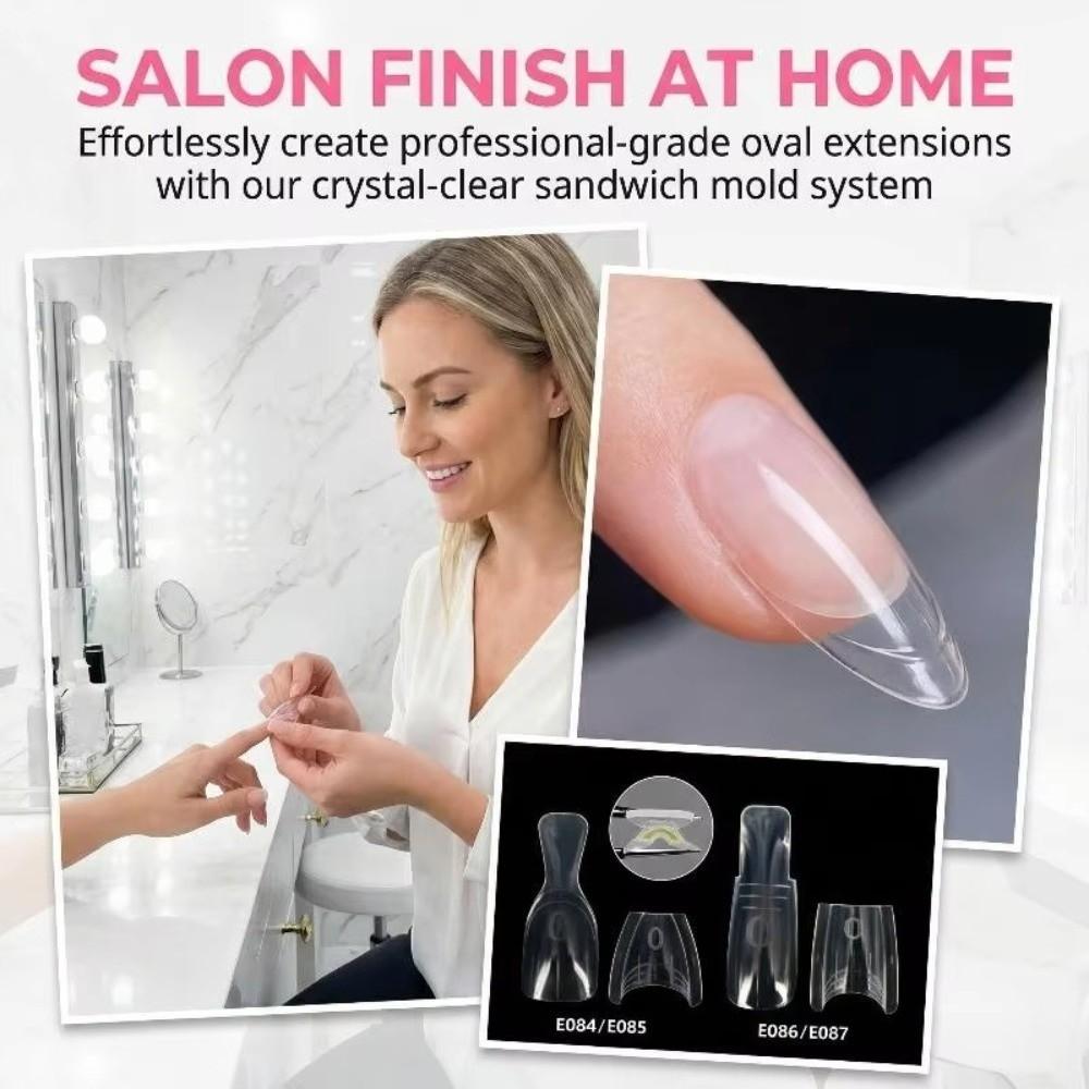 60/240/300 Pcs Acrylic Coffin Nail Forms 15 Size Oval Nail Extension Nail Easy Nail Extensions