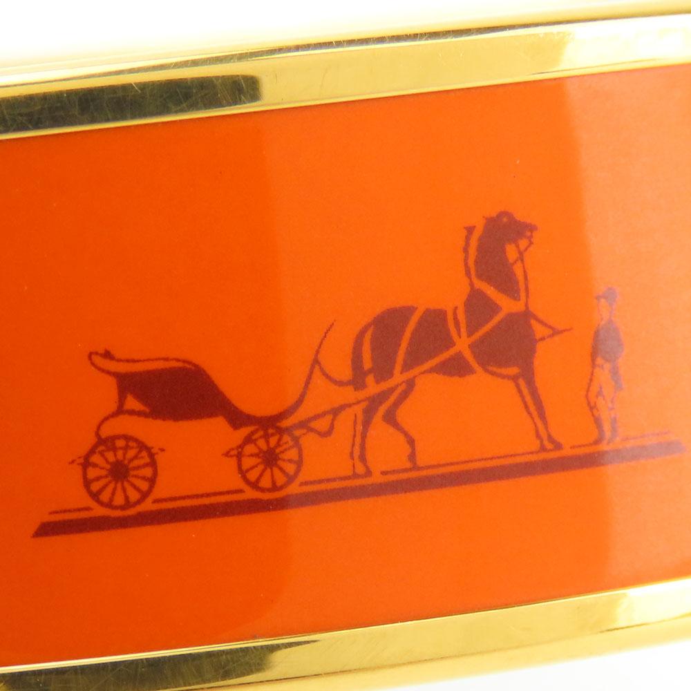 Used HERMES Bangle Emilel GM Metal 32.9g Orange Bracelet