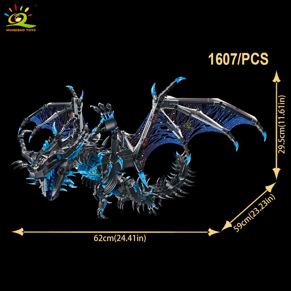 HUIQIBAO 1607PCS MOC ICE Frost Dragon Monster Model Building Block Movie Game Series Animal Assembly Brick Toy Set for Children