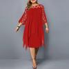 Spitze Patchwork Sommer Plus Größe Casual Chiffon Kleid Frauen Mode Kurzarm Unregelmäßigen Solide Lose frauen Kleider Elegante A Linie Dame Kleid 25547