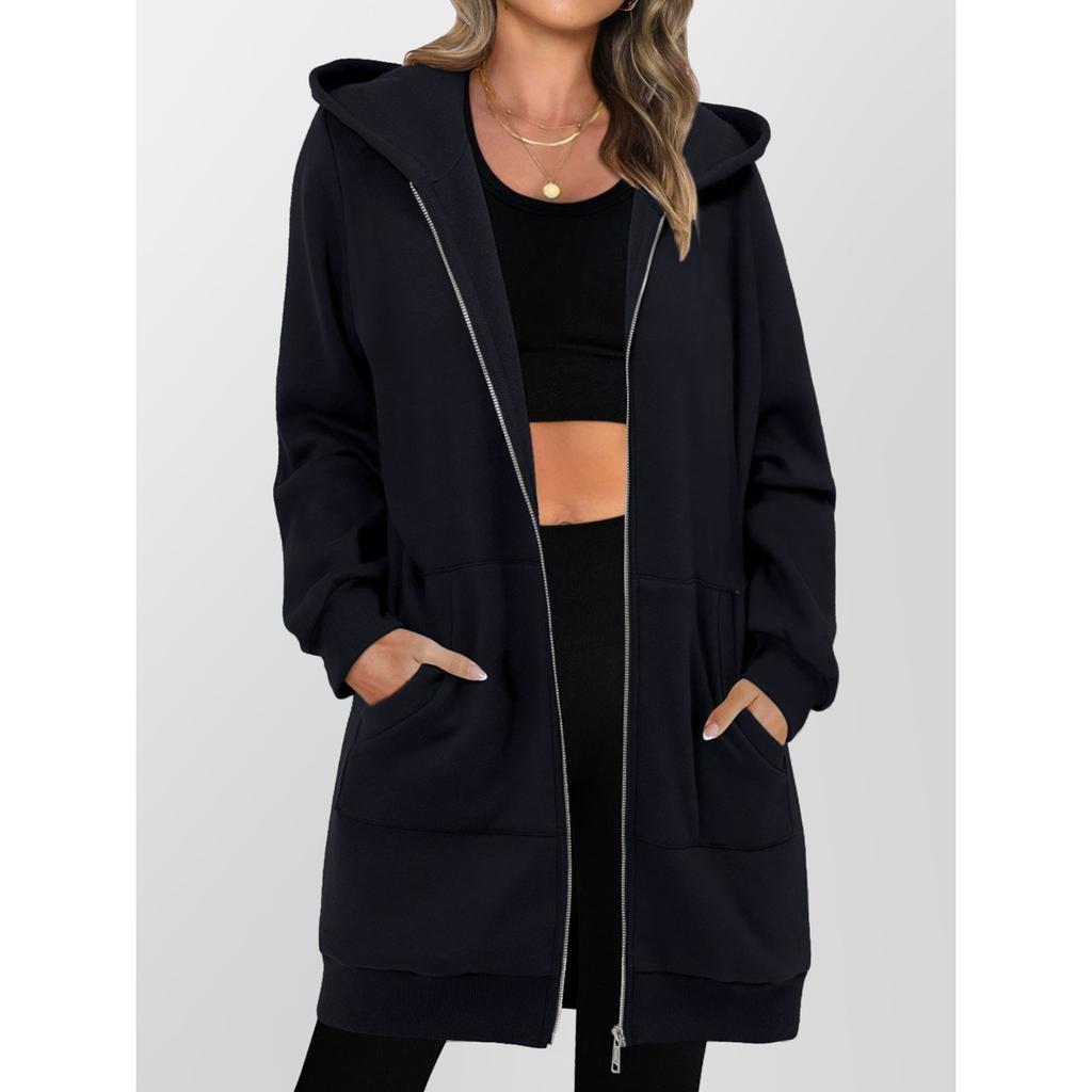 Women's Zip Up Hooded Hoodie Long Sleeve Loose Fit Casual Pullover Sweatshirt Top