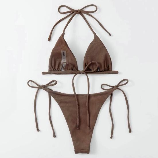 2 ks/sada Okouzlující set bez rukávů omyvatelný sexy triangle top tanga bikini