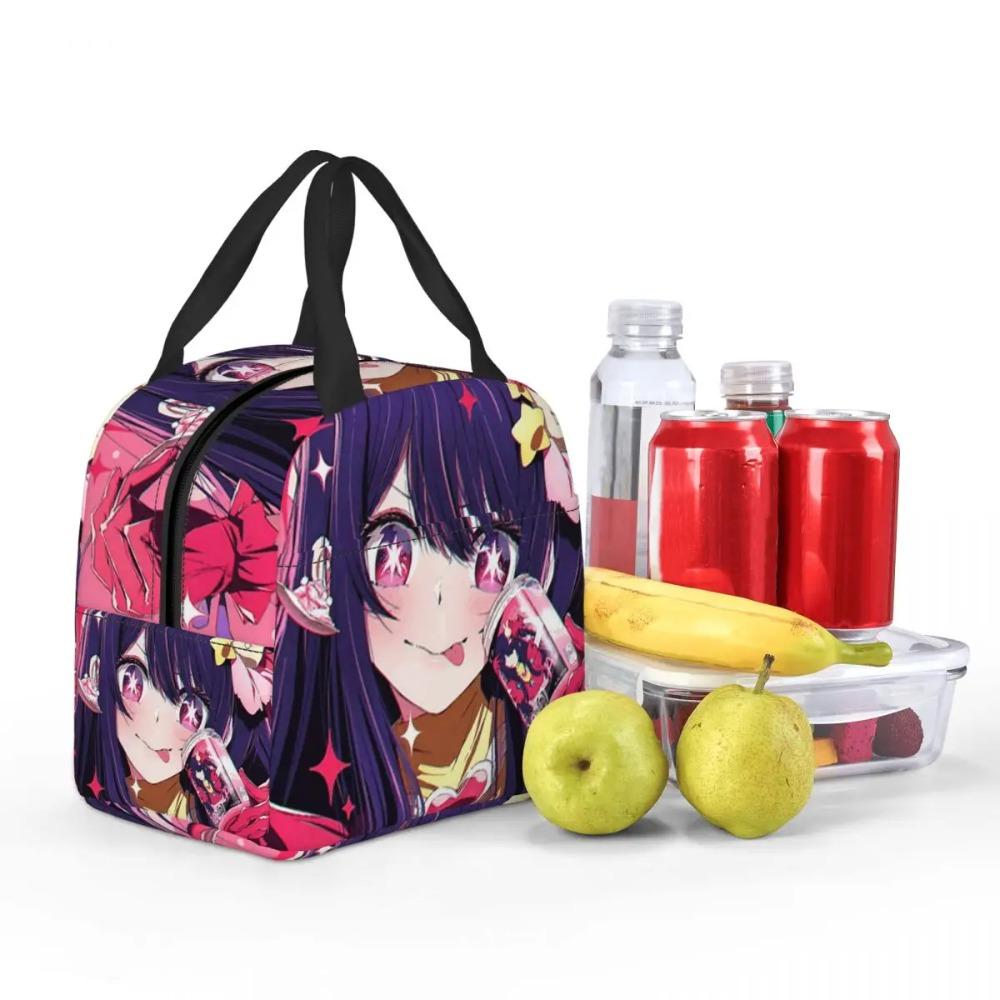 Oshi No Ko Anime Kawaii Insulated Lunch Bag for Women Office Cooler Thermal Food Box Tote Portable Lunch Boxes Container