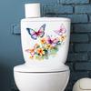 Colorful Butterflies Flower Toilet Sticker Removable Self-adhesive Waterproof PVC Living Room Wall Art Floral Bathroom Toilet Lid Decoration Decal