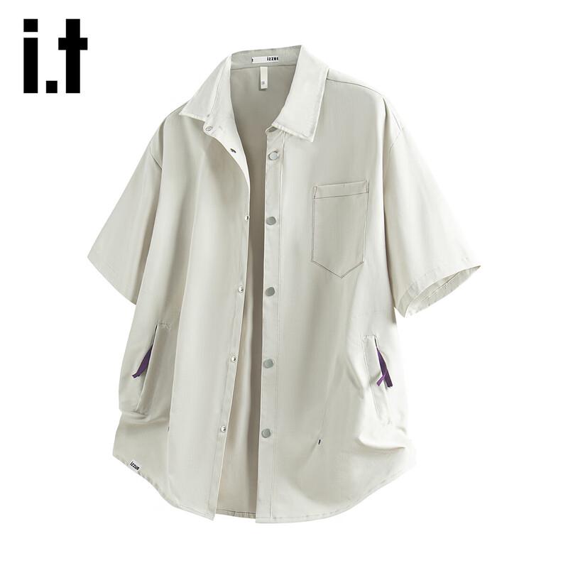 izzueit Men s Ice Silk Workwear Short Sleeve Shirt L светло-серый