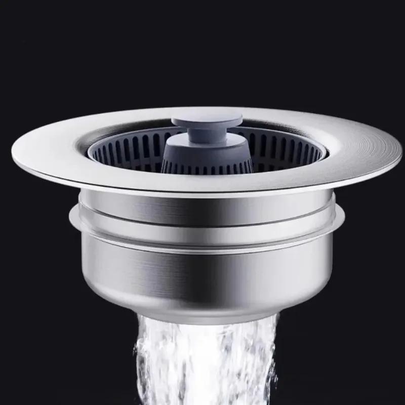 Stainless Steel Kitchen Sink Filter - Anti Clogging, Easy To Clean, Leak Proof 3.5-inch Drain Pipe