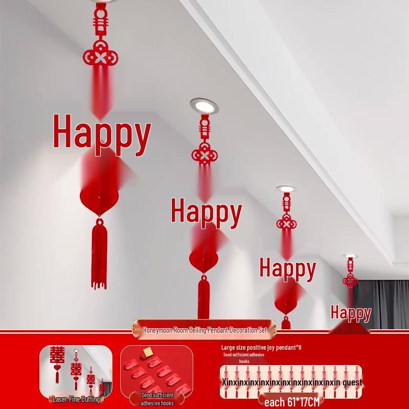 3D Doppel-Glück Hochzeitslaternen zur Dekoration - Hängende Ornamente für Hochzeitszimmer, Wohnzimmerdecke, Seite von Braut & Bräutigam.